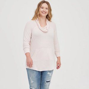 TORRID SUPER SOFT PLUSH COWL NECK RAGLAN TUNIC SWEATSHIRT